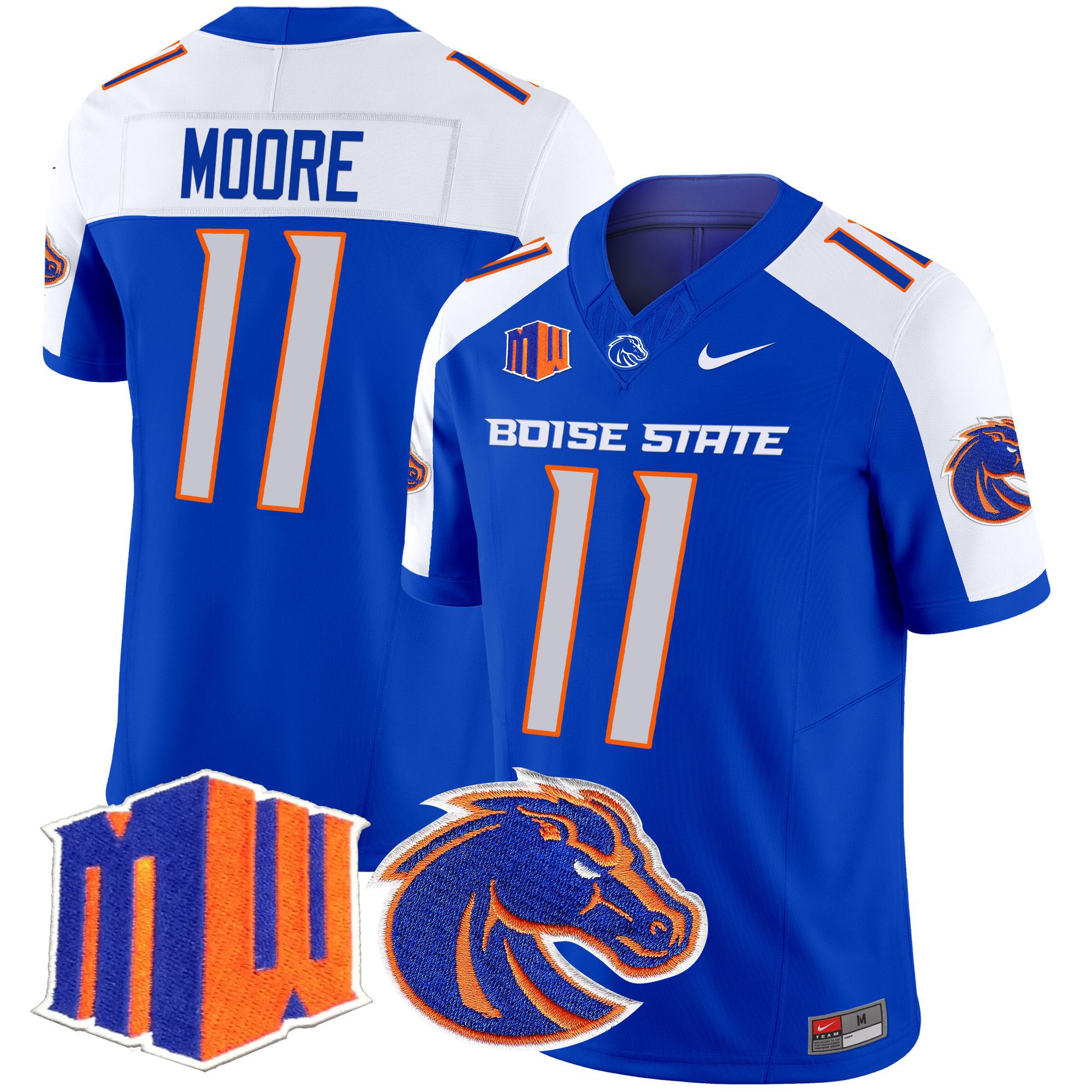 Men Boise State Broncos #11 Moore Blue Nike 2024 Vapor Limited NCAA Jersey